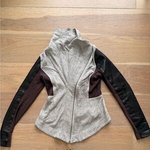 Elizabeth and James Gray and Brown Bomber Jacket